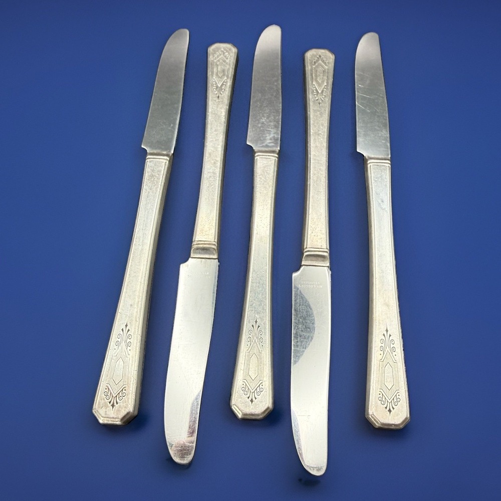 VTG Oneida WM. A. Rogers Croydon Mary Lee Silverplate Dinner Knife 1932 Set Of 5